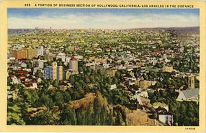 Hollywood California Business Section Aerial Vintage Postcard 1944 - Vintage Postcard Boutique