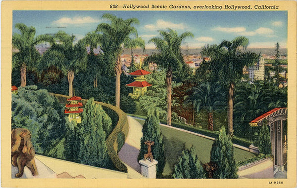 Hollywood Scenic Gardens Chinese Palace California Vintage Postcard 1941 - Vintage Postcard Boutique