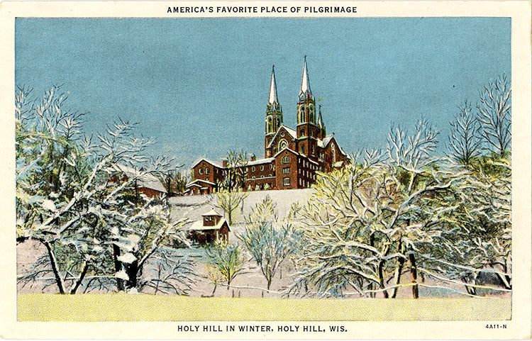Holy Hill Wisconsin in Winter Vintage Postcard (unused) - Vintage Postcard Boutique