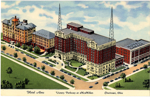 Cincinnati Ohio Hotel Alms Vintage Postcard (unused)