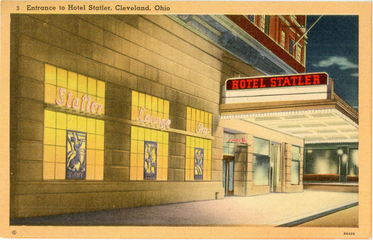 Cleveland Ohio Hotel Statler Entrance Vintage Postcard 1948 - Vintage Postcard Boutique