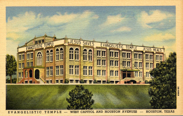 Houston Texas Evangelistic Temple Jesus Saves Sign Vintage Postcard (unused) - Vintage Postcard Boutique
