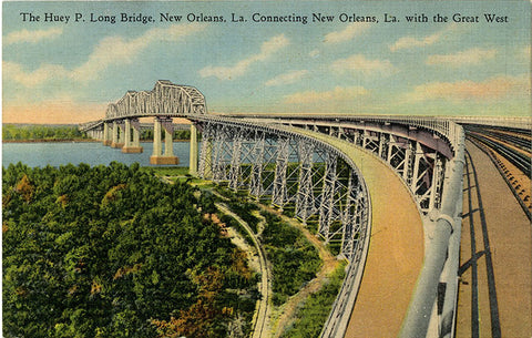 New Orleans Louisiana Huey P Long Bridge Vintage Postcard (unused) - Vintage Postcard Boutique