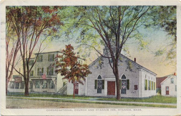 Hyannis Massachusetts Congregational Church & Hyannis Inn Vintage Postcard 1929 - Vintage Postcard Boutique