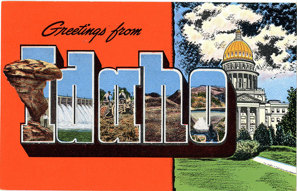 Idaho Large Letter Vintage Postcard (unused)