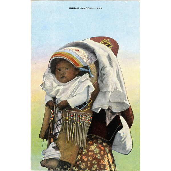 Native American Indian Papoose Vintage Postcard (unused)