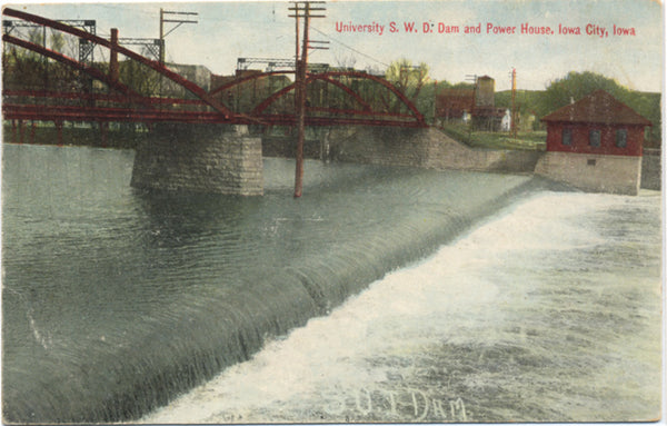 Iowa City Iowa University S.W.D. Dam Power House Vintage Postcard (unused) - Vintage Postcard Boutique