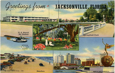 Jacksonville Florida Multiview Vintage Vintage Postcard (unused) - Vintage Postcard Boutique