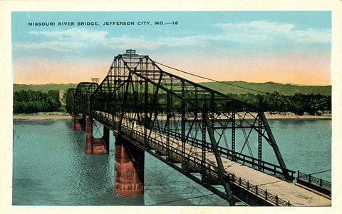 Jefferson City Missouri River Bridge Vintage Postcard circa 1920 (unused)
