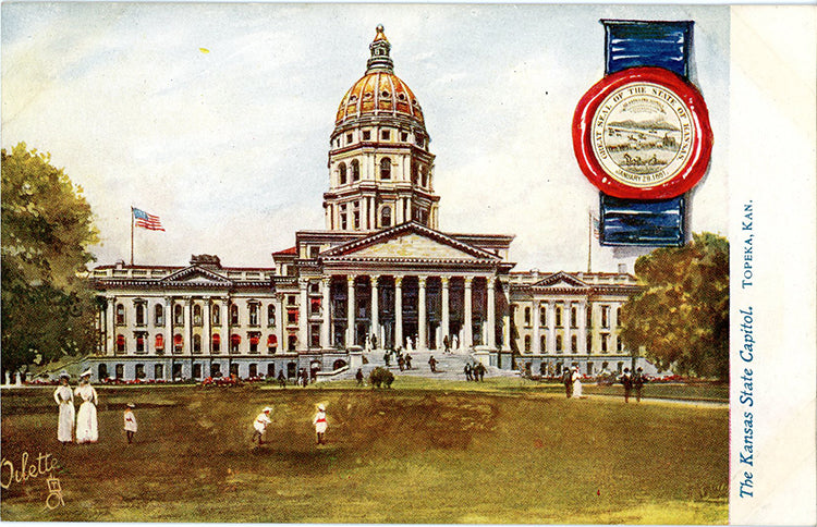Kansas State Capitol Topeka Vintage Postcard circa 1910 (unused)