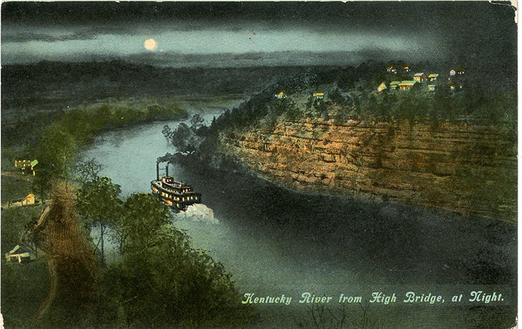 Kentucky River from High Bridge at Night Vintage Postcard circa 1910 (unused) - Vintage Postcard Boutique