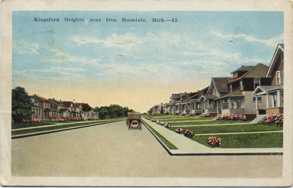 Iron Mountain Michigan Kingsford Heights Vintage Postcard 1925 - Vintage Postcard Boutique