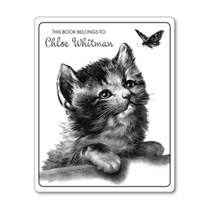Butterfly and Kitten Vintage Personalized Bookplates - STOCKING STUFFER - Vintage Postcard Boutique