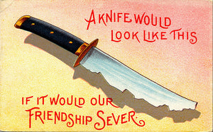 Friendship Sever – A Knife Would Look Like This Vintage Postcard (unused) - Vintage Postcard Boutique