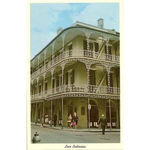 New Orleans Louisiana Iron Lace Balconies Royal Street Vintage Postcard circa 1950s (unused) - Vintage Postcard Boutique