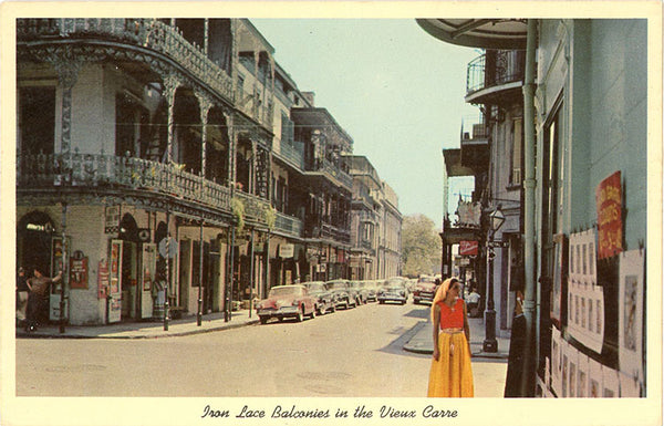 New Orleans Louisiana Iron Lace Balconies Vieux Carre Vintage Postcard circa 1950s (unused) - Vintage Postcard Boutique