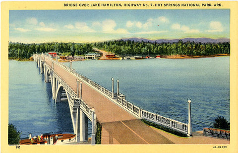 Hot Springs National Park Arkansas Lake Hamilton Bridge Vintage Postcard (unused) - Vintage Postcard Boutique