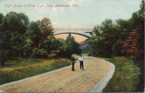 Milwaukee Wisconsin High Bridge Drive Lake Park Vintage Postcard 1909 - Vintage Postcard Boutique