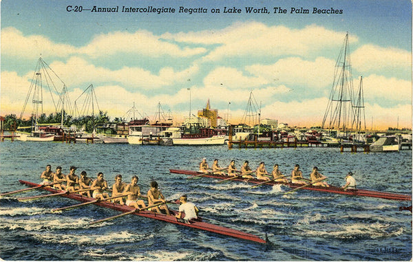 Lake Worth Palm Beach Intercollegiate Regatta Vintage Postcard 1948 - Vintage Postcard Boutique