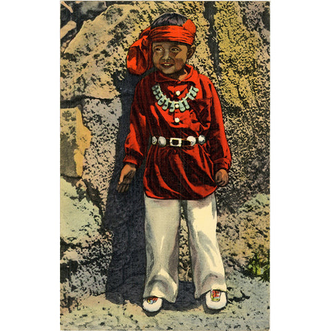 Navajo Indian Little Silversmith Native American Vintage Postcard (unused)