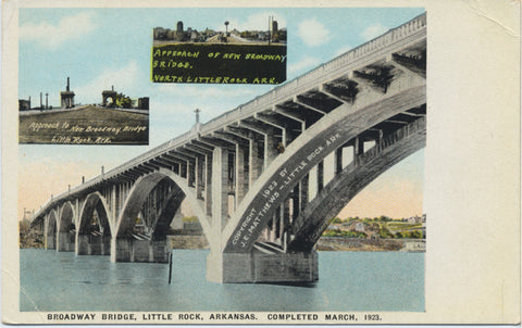 Little Rock Arkansas Broadway Bridge Completed 1923 Vintage Postcard (unused) - Vintage Postcard Boutique