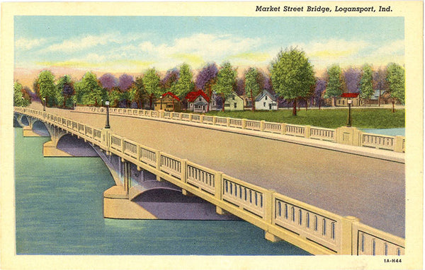 Logansport Indiana Market Street Bridge Vintage Postcard (unused) - Vintage Postcard Boutique