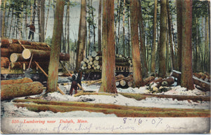 Duluth Minnesota Lumberjack Logging Vintage Postcard 1907 - Vintage Postcard Boutique