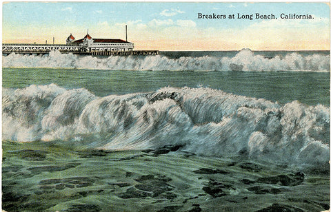 Breakers at Long Beach California Vintage Postcard circa 1910 (unused) - Vintage Postcard Boutique