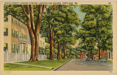Portland Maine State Street Looking Toward Longfellow Square Vintage Postcard 1948 - Vintage Postcard Boutique