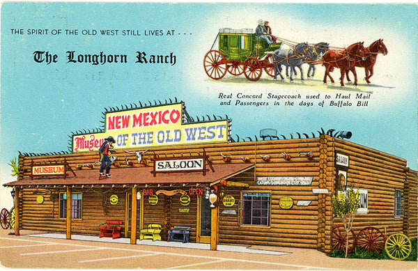 Longhorn Ranch New Mexico Museum of Old West Vintage Postcard (unused)