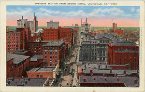 Louisville Kentucky Business Section from Brown Hotel 1930s Vintage Postcard (unused) - Vintage Postcard Boutique
