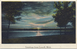 Lowell Michigan Scenic Lake Sunset Vintage Postcard 1925 - Vintage Postcard Boutique