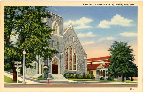 Luray Virginia Main & Broad Streets Methodist Church Vintage Postcard (unused) - Vintage Postcard Boutique