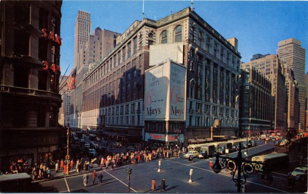 Macy's Department Store Herald Square New York City Vintage Postcard 1950s (unused) - Vintage Postcard Boutique