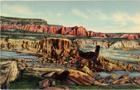 Mammoth Rock Formation on New Mexico & Arizona State Line Vintage Postcard (unused) - Vintage Postcard Boutique