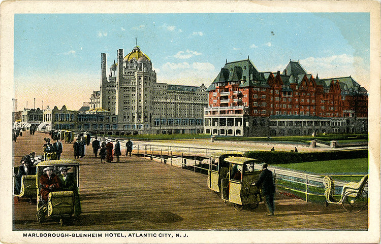 Atlantic City New Jersey Marlborough-Blenheim Hotel  Rolling Chairs Vintage Postcard circa 1915 (unused)