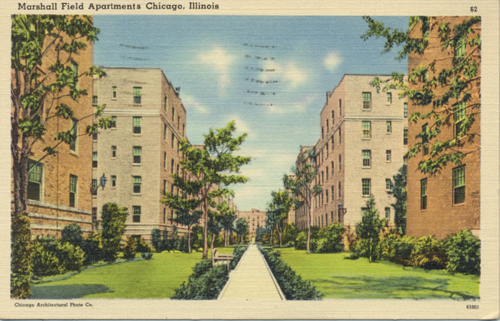 Chicago Illinois Marshall Field Apartments Vintage Postcard 1939 - Vintage Postcard Boutique