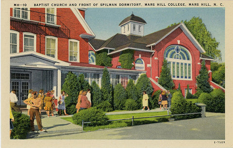 Mars Hill College Spilman Dormitory & Baptist Church North Carolina Vintage Postcard (unused) - Vintage Postcard Boutique