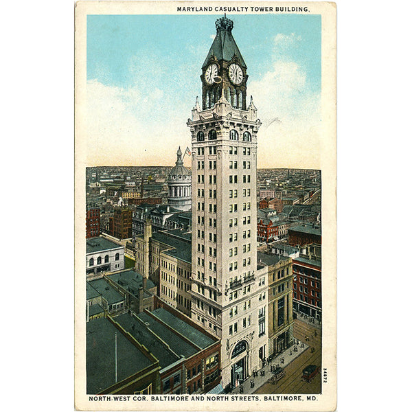Baltimore Maryland Casualty Building North Street Vintage Postcard circa 1920 - Vintage Postcard Boutique