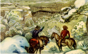 Mesa Verde National Park Colorado Cliff Palace Vintage Western Cowboy Postcard SIGNED Paul Coze (unused) - Vintage Postcard Boutique