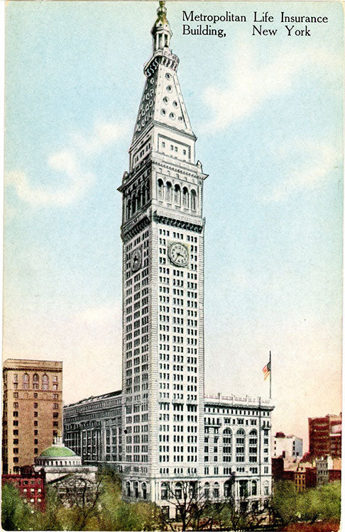 New York City Metropolitan Life Insurance Building Manhattan Vintage Postcard 1912 (unused) - Vintage Postcard Boutique
