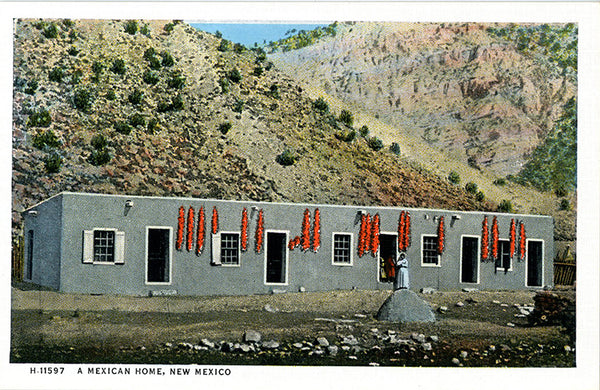 Mexican Adobe Home Red Peppers New Mexico Vintage Postcard (unused)
