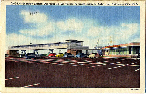 Tulsa Oklahoma Turner Turnpike Midway Station Vintage Postcard 1958 - Vintage Postcard Boutique