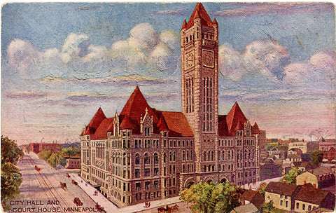 Minneapolis Minnesota City Hall & Court House Vintage Postcard circa 1910 (unused)