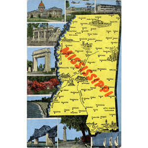 Mississippi State Map Multi-View Scenic Vintage Postcard (unused) - Vintage Postcard Boutique