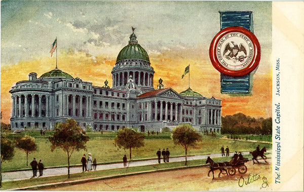 Mississippi State Capitol Jackson Vintage Postcard circa 1910 (unused)