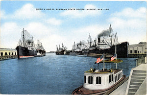 Mobile Alabama State Docks Piers A & B Vintage Postcard (unused) - Vintage Postcard Boutique