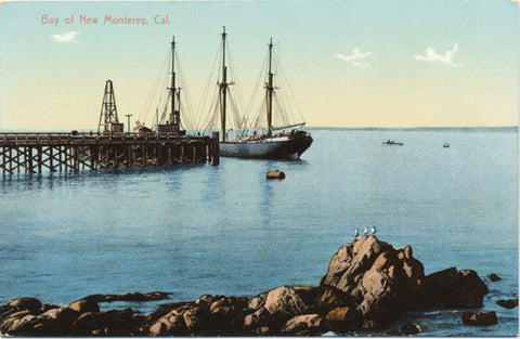 New Monterey California Bay Sailboats Vintage Postcard (unused) - Vintage Postcard Boutique
