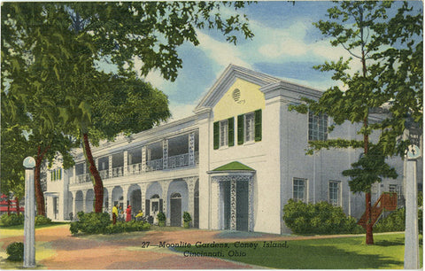 Cincinnati Ohio Moonlite Gardens Ballroom Coney Island Vintage Postcard 1930s (unused)
