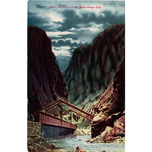Royal Gorge Bridge in Moonlight Canon City Colorado Vintage Postcard circa 1910 - Vintage Postcard Boutique
